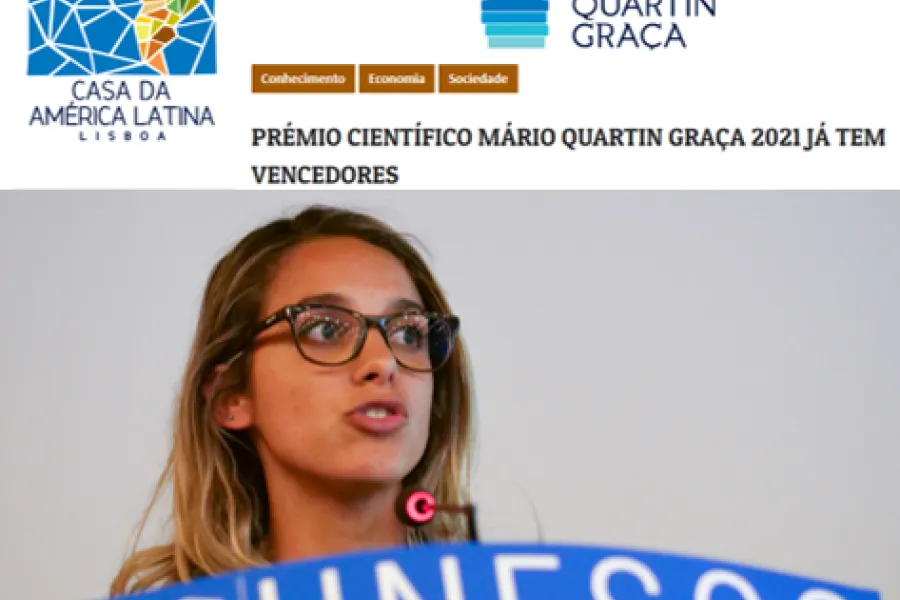 Tainá Fonseca vence o Prémio Científico Mário Quartin Graça 2021